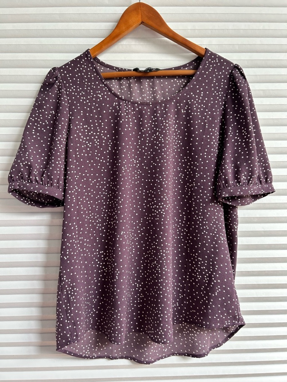 41 Hawthorn Plum Dot Puff Sleeve Blouse